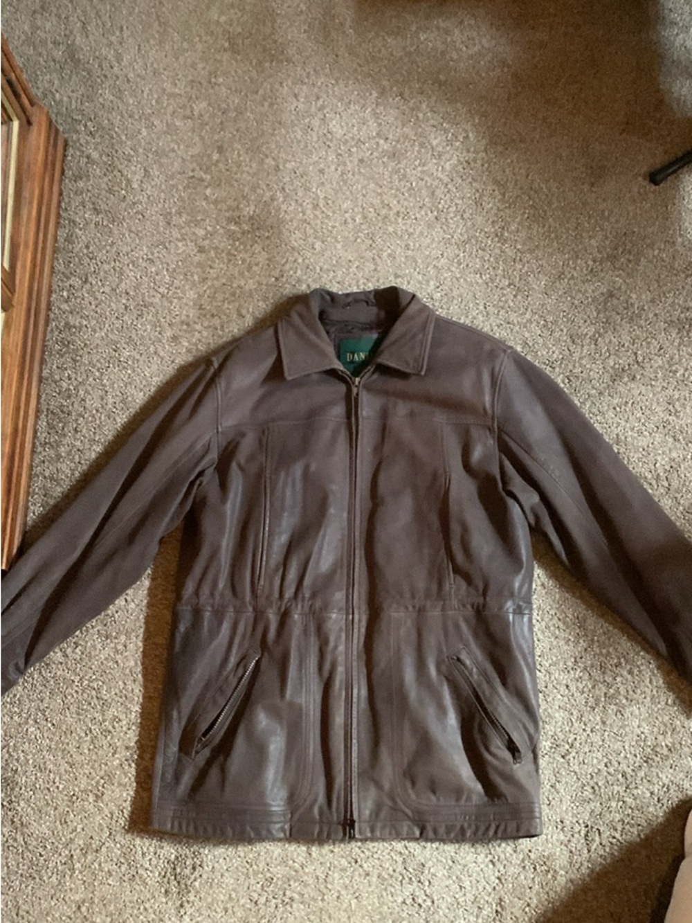 Danier Brown Leather Zip-Front Jacket
